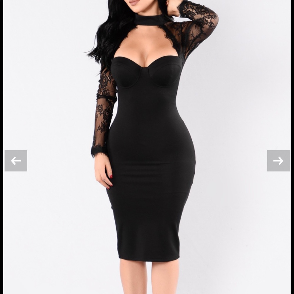 Black Long Sleeve Midi Dress (Fashion Nova Dress)